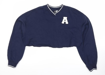 Divided blaues Damen College V-Ausschnitt Sweatshirt, Größe 12