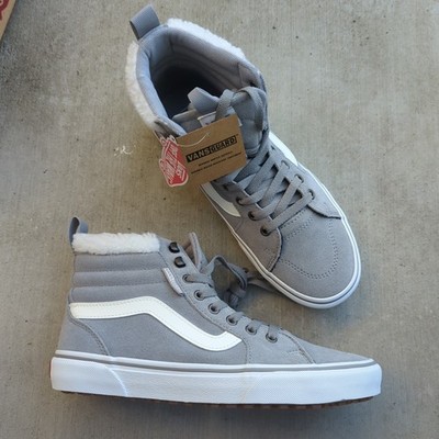 Vans Fillmore Hi Suede Drizzle/White/Grey High Top Fur Trim Sneakers Size 9.5