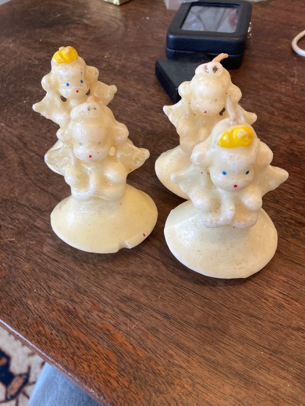 VTG. New old stock Gurley 1950 Christmas angel candles-lot of 4 -orig. label- 3"