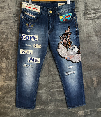 Diesel Factory Deadstock Clush Embroidered Straight Jeans Size 30 Rare