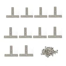 T Brackets, 10PCS Stainless Steel T Brackets, Flat T Shape Repair Mending Plate