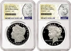 2 coin set 2025 proof morgan peace silver dollars ngc pf70 uc fdoi mp