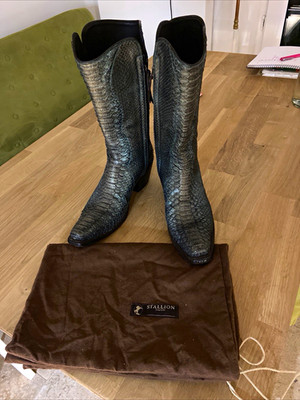 Stallion Damen Cowboy-Stiefel Leder Schlange mehrfarbig blauEU 39 Reißverschluss