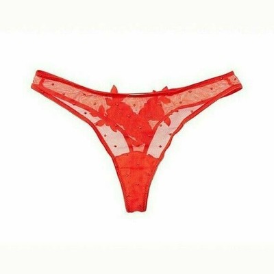 La Perla Ninfea Collection S Thong Panty Coral Red Sheer Tulle