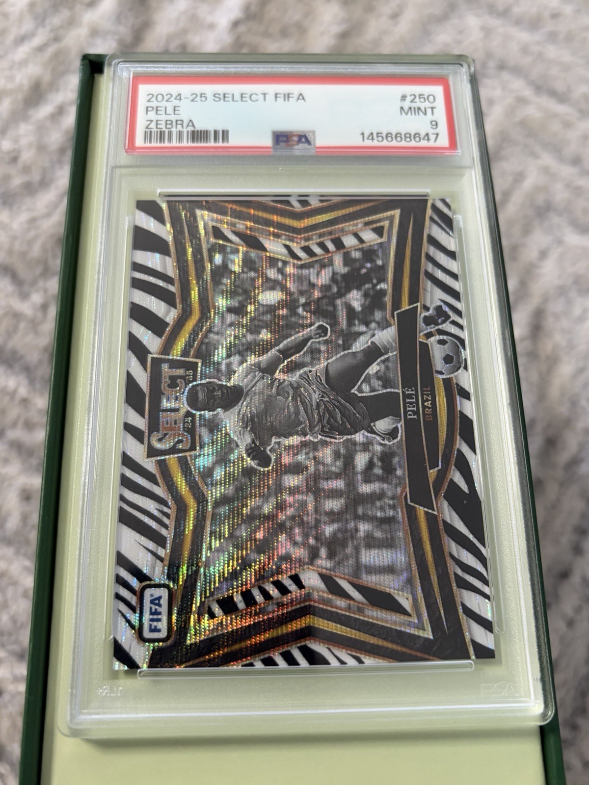 2024 PANINI SELECT FIFA ZEBRA PELE PSA 9 view 3