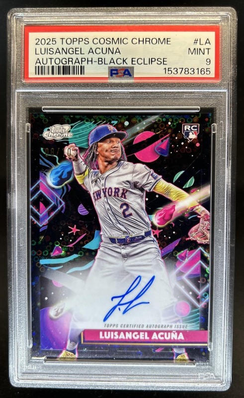 2025 Topps Cosmic Chrome Luisangel Acuna Auto RC Black Refractor #/10 PSA 9