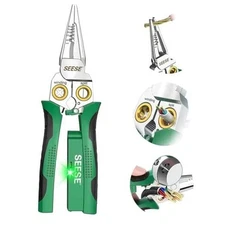 8-in-1 Wire Stripper for Electrician: Needle Nose Pliers with Voltage Tester & 