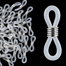 50Pcs Eyeglass Chain Ends, Adjustable Spectacle End 50pcs White Silver