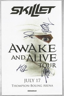 Skillet autographed concert poster Seth Morrison Jen Ledger John Cooper Korey