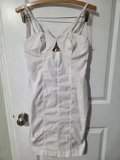 Fashion Star White Cutout Strappy V-neck Party Dress Size 2 Rave Festival Y2K