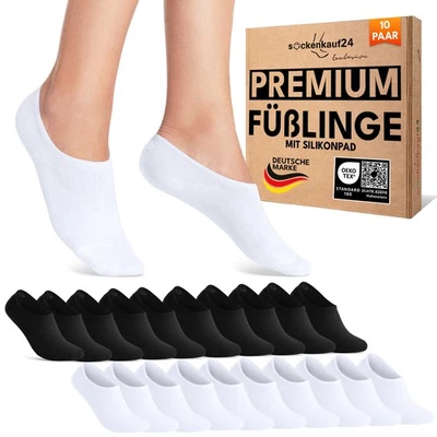 Füßlinge Damen Herren Sneaker Socken unsichtbar Baumwolle mit Silikonpad - Bild 1 von 4