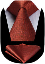 Orange Ties for Men Burnt Orange Tie and Pocket Square Set Rust Mens Silk Wed...