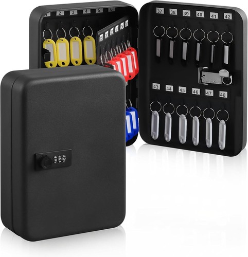 48-Key Cabinet Key Safe Wall Mount w/ Combination Lock & Key Management & Tags - Picture 10 of 11