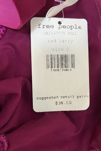 Free People Intimately FP Rhiannon Bralette Morbide Bacca Rossa Taglia Small Nuovo - Foto 8 di 12