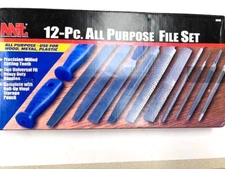 12 PIECE ALL PURPOSE FILE SET 6"  8" 10" WITH 2 HANDLES TAPE MILL ROUND MIT 6665
