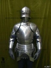 18GA SCA LARP Medieval Armor Gothic Half Body Armor Suit Sallet Helmet Costume