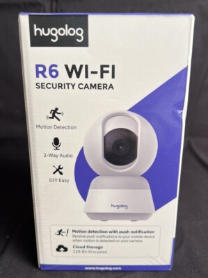 NEW~Hugolog 2K 3MP Indoor Pan/Tilt Security Camera with Auto-Focus/Works w/Alexa