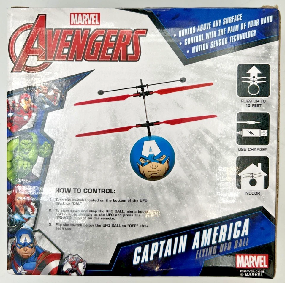 Marvel Avengers Captain America Flying UFO Ball New In Box Ages 6+ Great Gift - Image 2 of 4