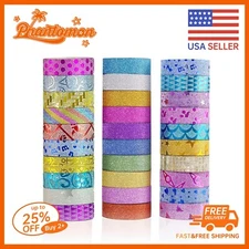 Washi Tape Set 30 Rolls Kids Tape Decorative Masking Glitter Tape 