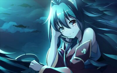 Anime girls sky long hair riburanomind CCG Gaming Mat Desk