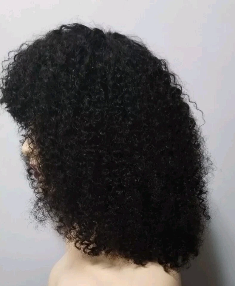 Peluca Brasileña Cabello Humano Afro Rizado Corto Bang 18 Pulgadas Foto 4 de 4