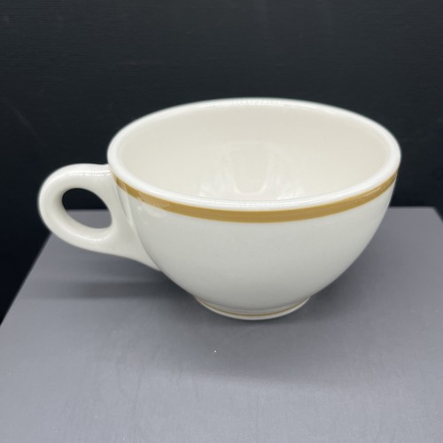 TWO Syracuse China Gold Line Tea Cups Restaurant Ware Mustard Yellow Stripe 12-C - Picture 3 of 11