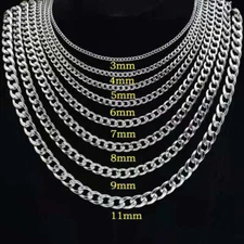NEW 9/11/13/16/19/21mm Men's Titanium Steel Stainless Steel Necklace Thick Chain