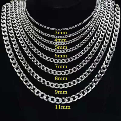 NEW 9/11/13/16/19/21mm Men's Titanium Steel Stainless Steel Necklace Thick  Chain