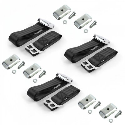 Ford Truck 1948 - 1952  Airplane 2pt Black Lap Bench Seat Belt Kit w/ Bracketry 