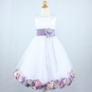 white and lavender flower girl dress