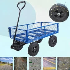 Utility Garden Cart with Solid Wheels - Spacious Bed, All-Terrain Use