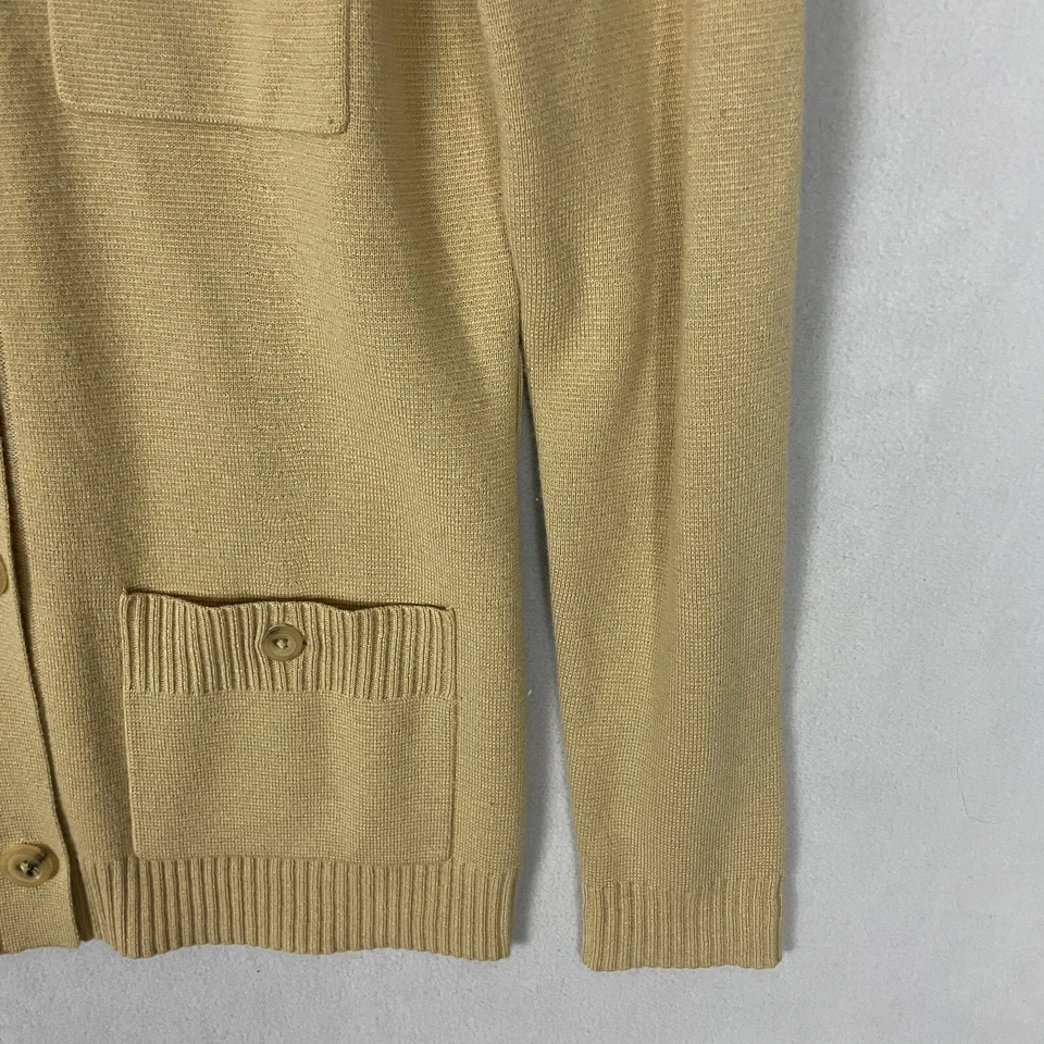 Cárdigan Suéter Bill Blass New York Talla Mediana Tostado Cachemira Bambú Abotonado Foto 4 de 4