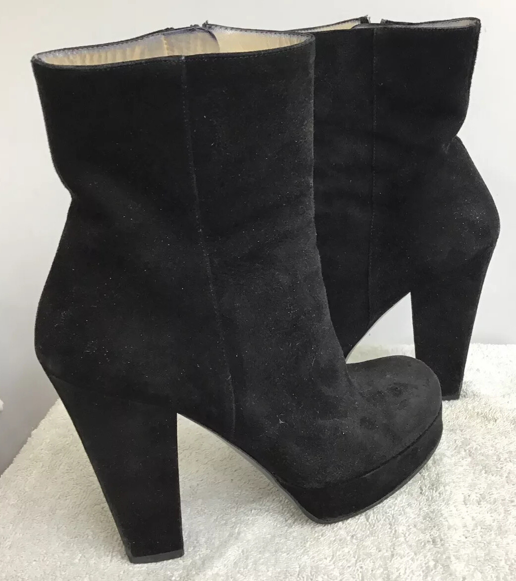 Stivaletto Yves Saint Laurent nero scamosciato plateau tacco alto 38