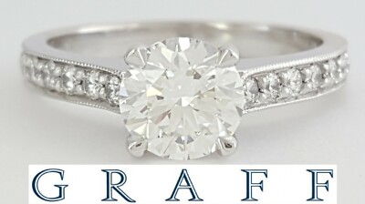 GRAFF Round Cut Diamond 1.22 ct 18k & Platinum Engagement Ring GIA G/VVS2 3EX