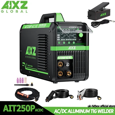 AIXZ AC DC Aluminum TIG Welder 250Amp 220V HF/Pulse TIG Welding Machine & Foot Pedal