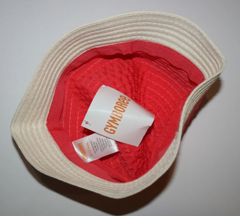 New Gymboree Girls Baby 6-12m Color Block Cloche Hat Cherry Blossom Coral - Image 2 of 2