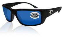 Costa Del Mar sunglasses Fantail Matte Black Blue Mirror 580 Glass Polarized new