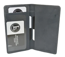 Leatherboss Genuine Leather Brand New Hand Crafted Soft Checkbook Cover, Grey 