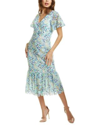 tie neck lace trim lantern sleeve corduroy dress Light Pink Lace Trim Dress main image 1