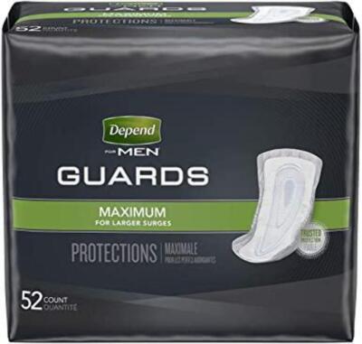 Depend Guards for Men, Cup Shaped Incontinence Pad Max Absorbency 12'' 52 Count