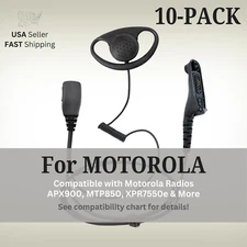 10x D-Shape Earpiece w/ PTT Mic for Motorola Radios APX900, MTP850, XPR7550