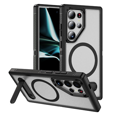 Shockproof Matte Mag Safe Stand Case for Samsung Galaxy S25 Ultra S24 S23 FE S22
