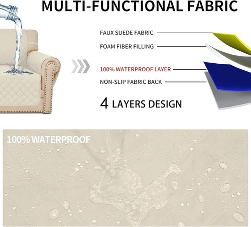 Waterproof Oversized Loveseat Cover for 54” Sofa - Pet Friendly & Stylish Ivory - Picture 5 of 9