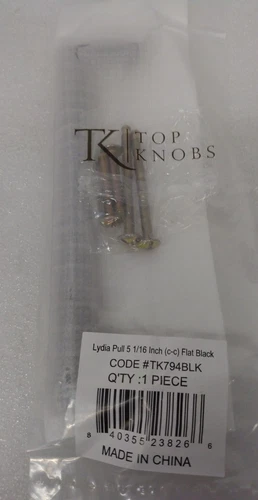 Lot of 2PCs Top Knobs TK794 TK794BLK Cabinet Lydia Pull 5 1/16" (c-c) Flat Black - Picture 2 of 5