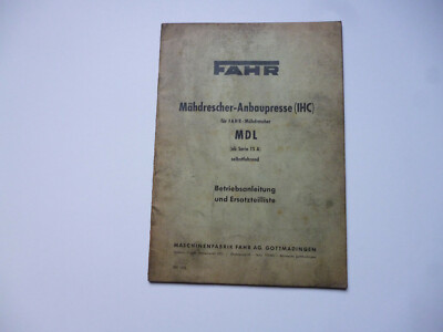 FAHR Mähdrescher-Anbaupresse (IHC) für Mähdrescher MDL Original BALT u. ETL 1962