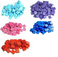 100 Colourful Wooden Letter Tiles - Craft Toy for Kids & Family Games
