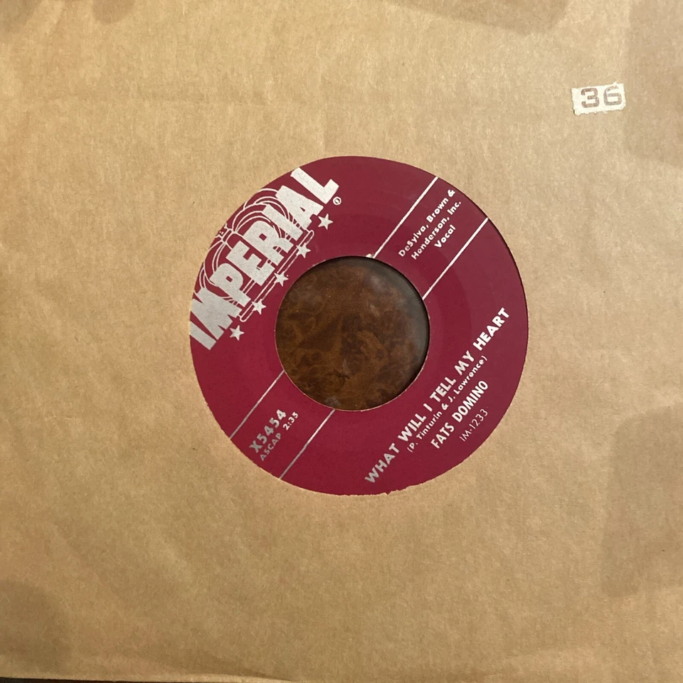 FATS DOMINO -'What Will I Tell My Heart' Vinyl 7” Single 1957 IMPERIAL X5454 - Image 2 of 2