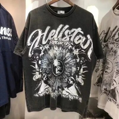 Hellstar Retro Graphic Short Sleeve Retro T Shirt Unisex Cotton HH04378