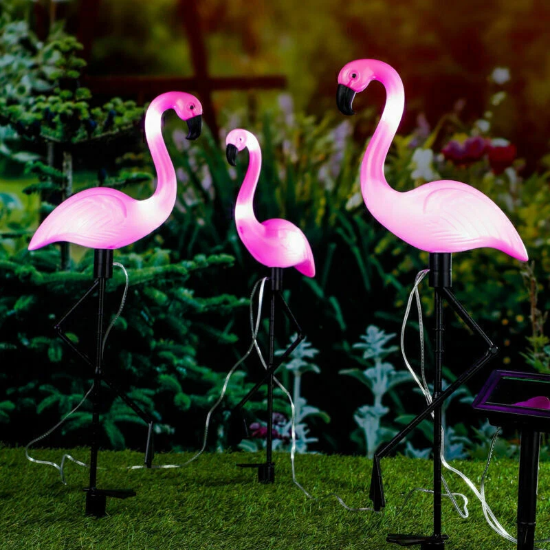 Gartenfigur Design Solarstecker Flamingo 3er Set Höhe 52 cm LED SOLAR Sensor 3er - Bild 2 von 4