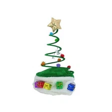 Santa Hat Green Christmas Tree Coil Twisted Spiral Cap - US Seller